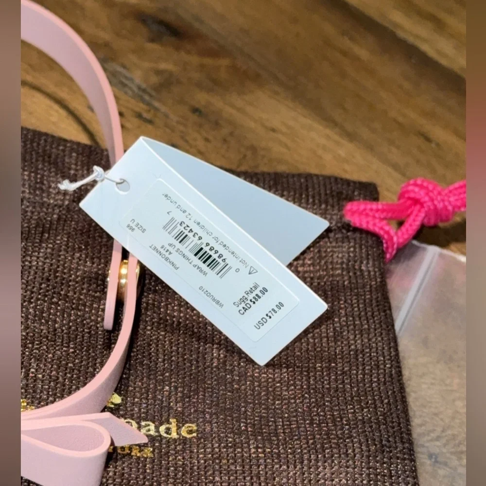 NWT Kate Spade pink bonnet (956) leather bow wrap bracelet wrap things up $78 - Picture 8 of 12